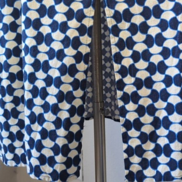 Ava & Viv Size 1X Dress Sleeveless Blue & White Geometric Halter Neckline - Picture 5 of 8